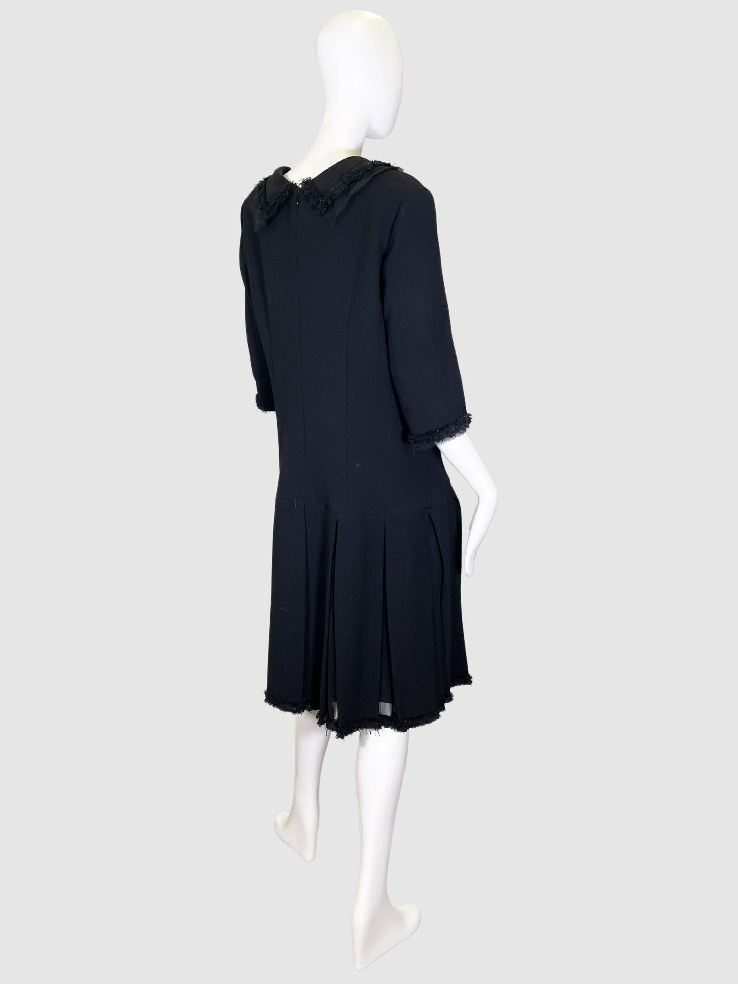 Oscar de la Renta Collared Wool Midi Dress - Size 14