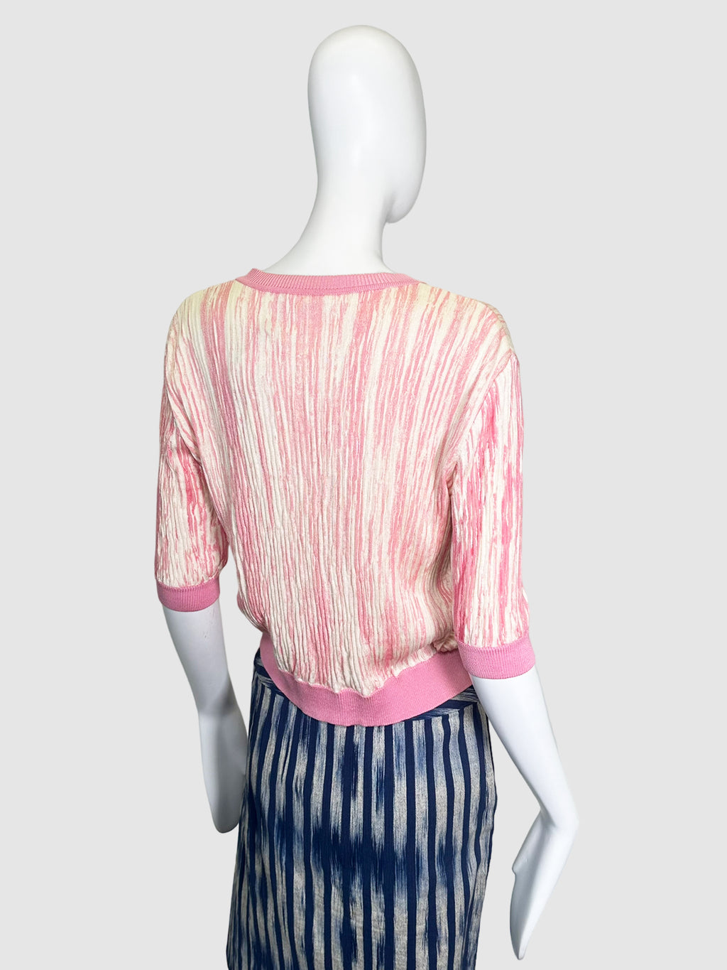 Textured Short Sleeve Cardigan - Size L