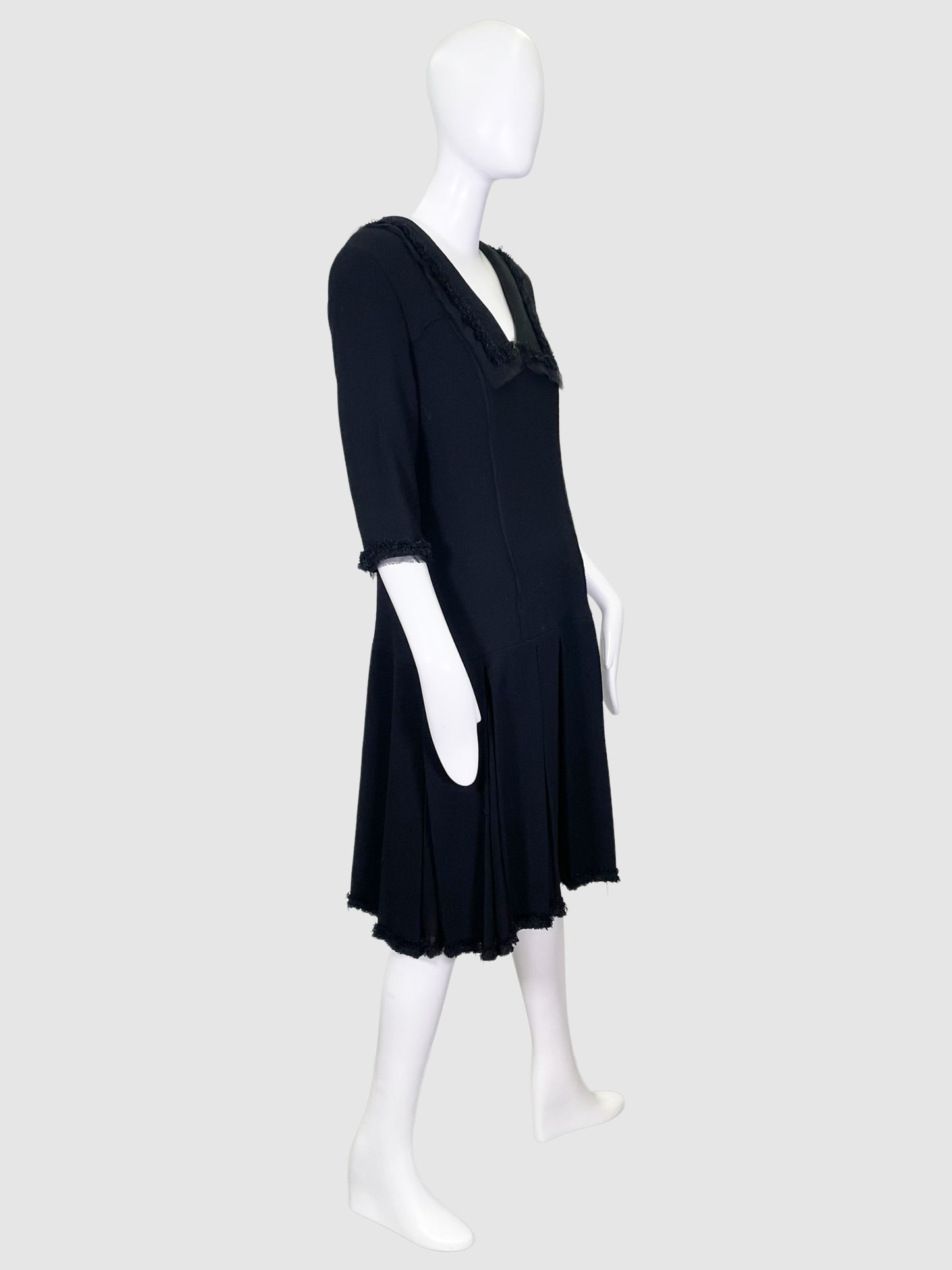 Collared Wool Midi Dress - Size 14