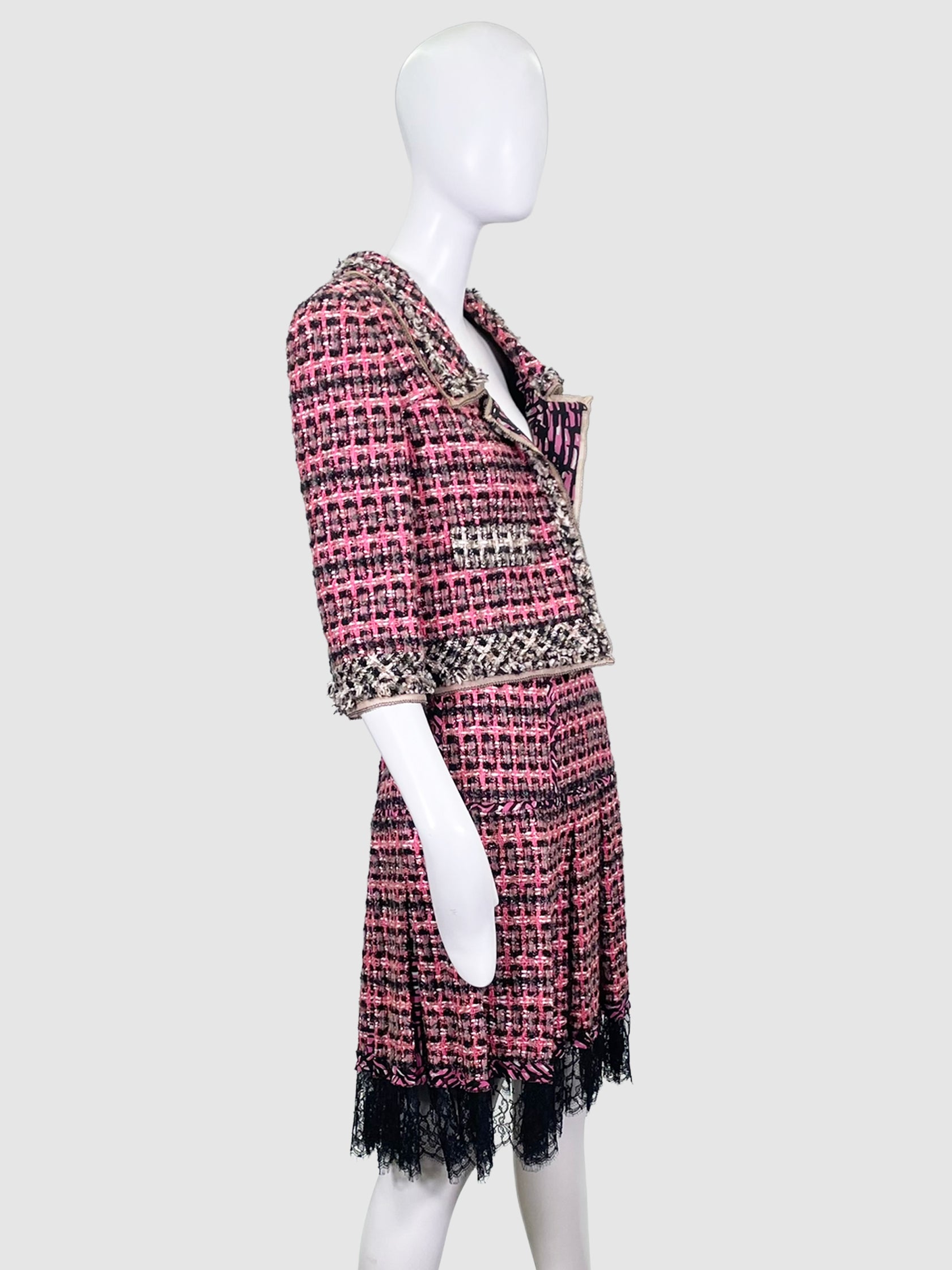 Tweed Jacket and Skirt 2-Piece Set - Size 10