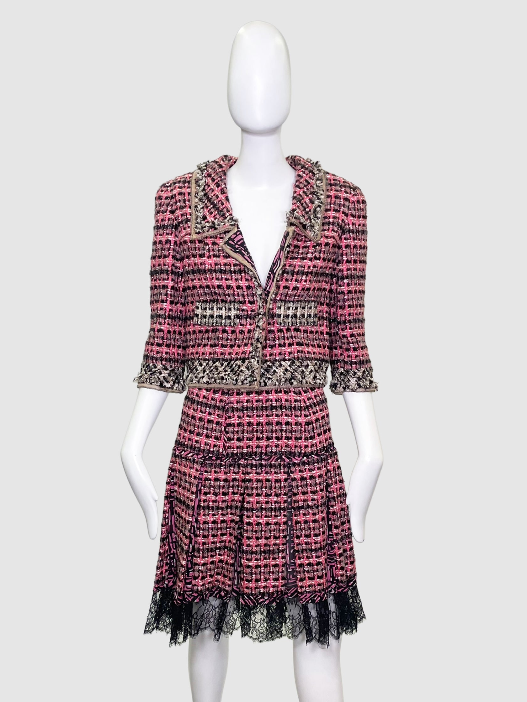 Tweed Jacket and Skirt 2-Piece Set - Size 10