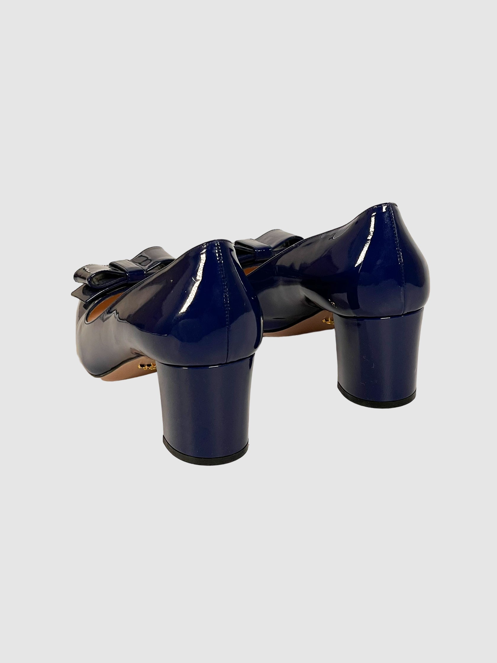 Patent Leather Bow Accents Pumps - Size 40