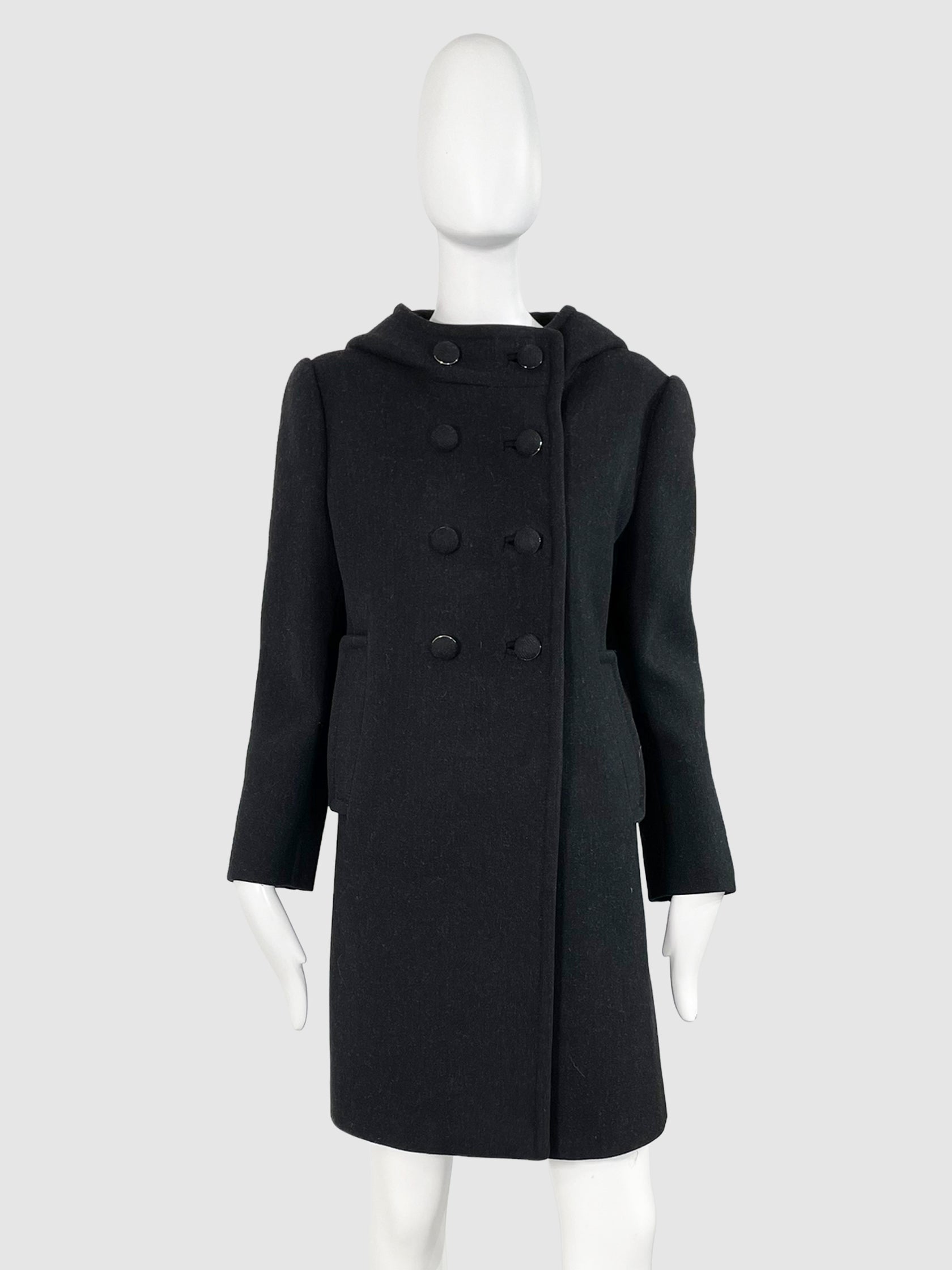 Double-Breasted Wool Coat - Size 46