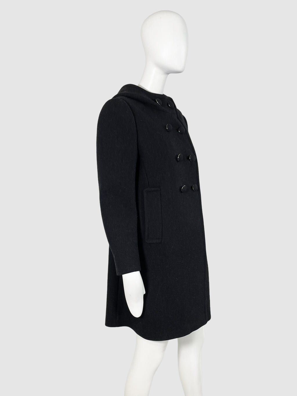 Double-Breasted Wool Coat - Size 46