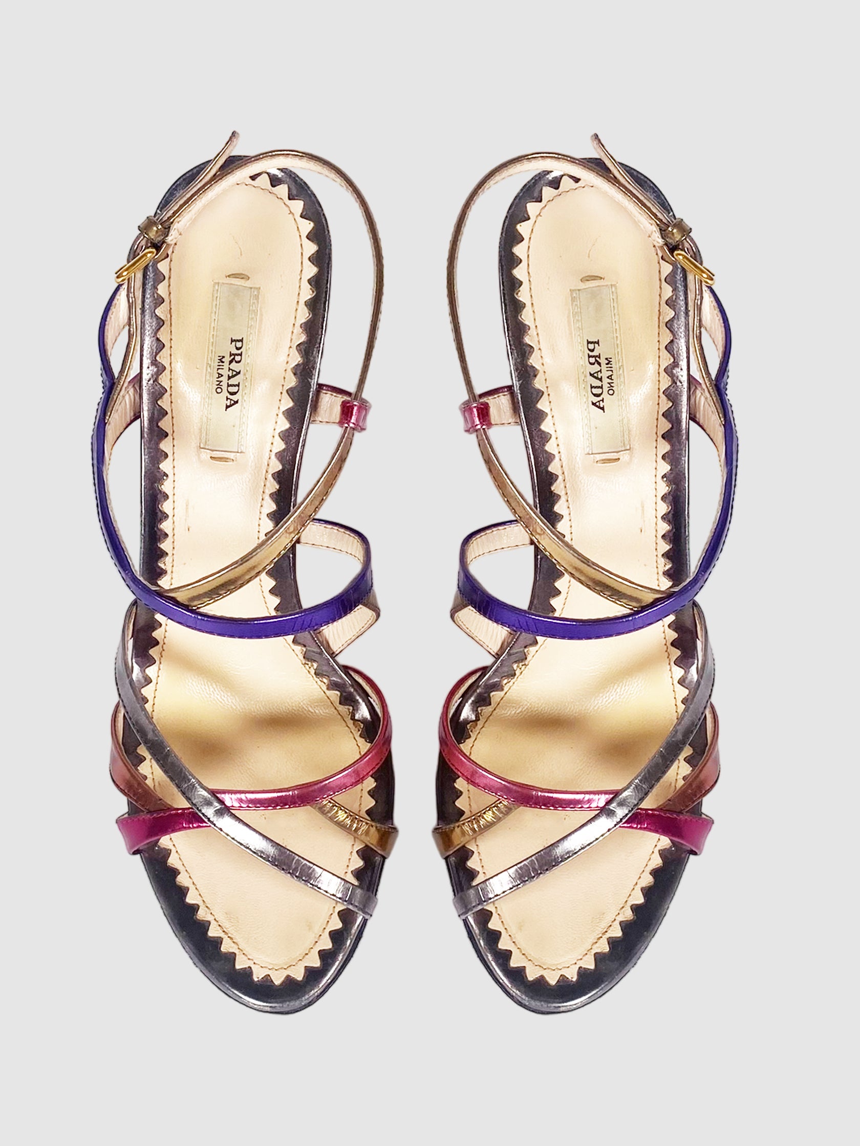 Prada Multi Metallic Strappy Sandal - Size 37