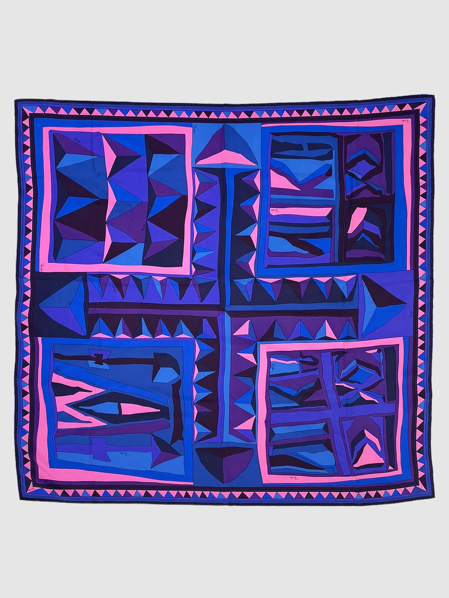 Emilio Pucci Purple Abstract Printed Silk Scarf