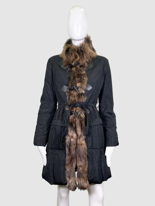 Puffer Coat with Fur Trim - Size 4