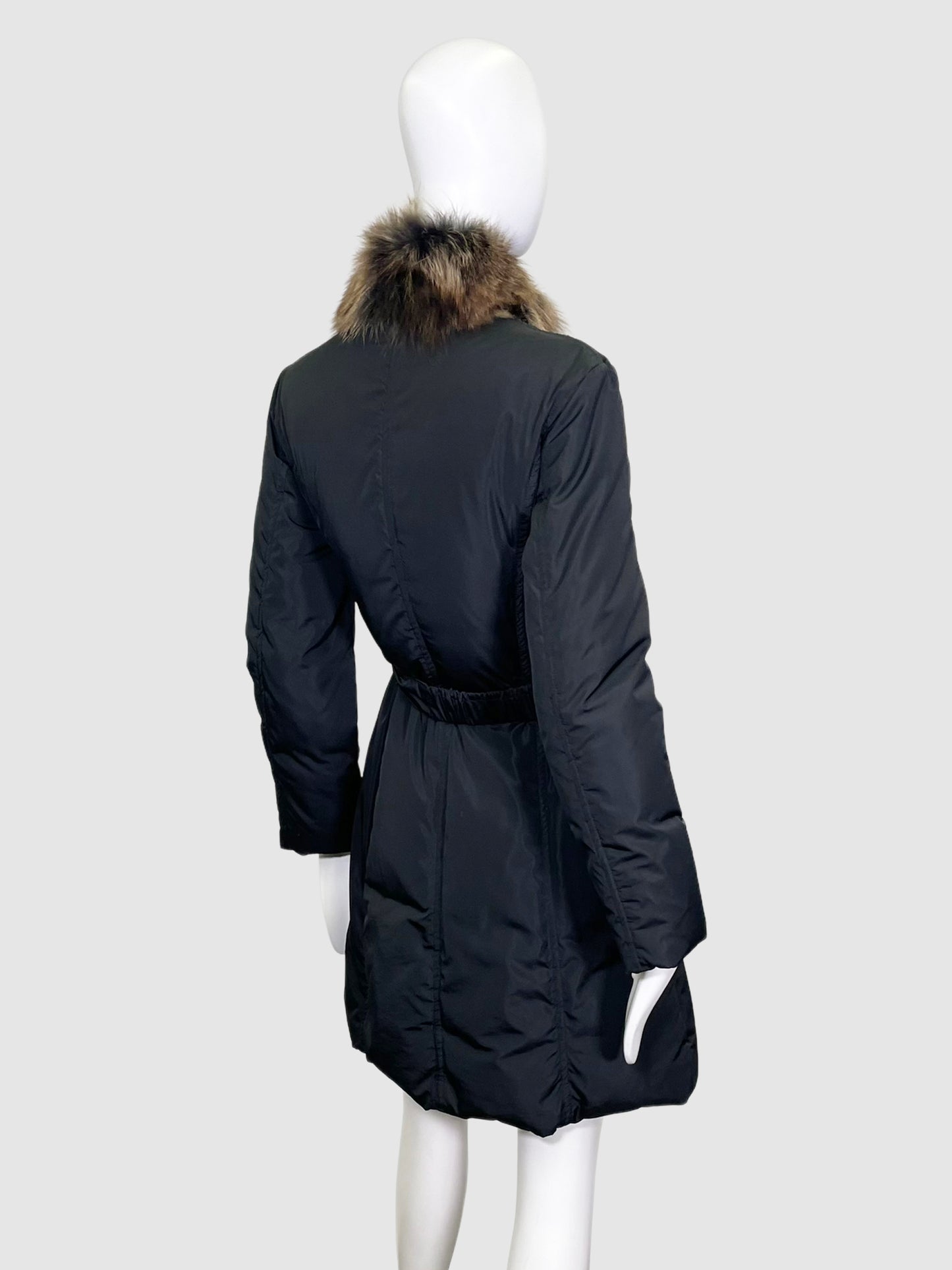 Marella Black Puffer coat with Fur Trim - Size 4