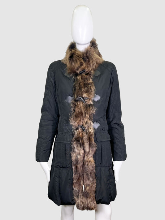 Puffer Coat with Fur Trim - Size 4