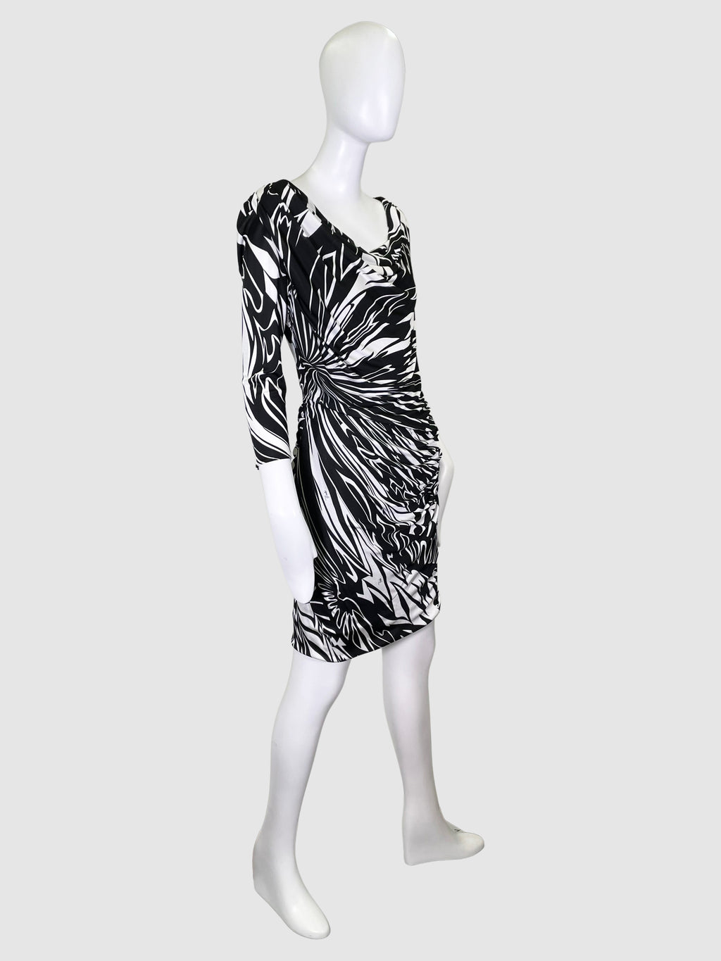 Emilio Pucci Black & White Print Long Sleeves Dress - Size 10