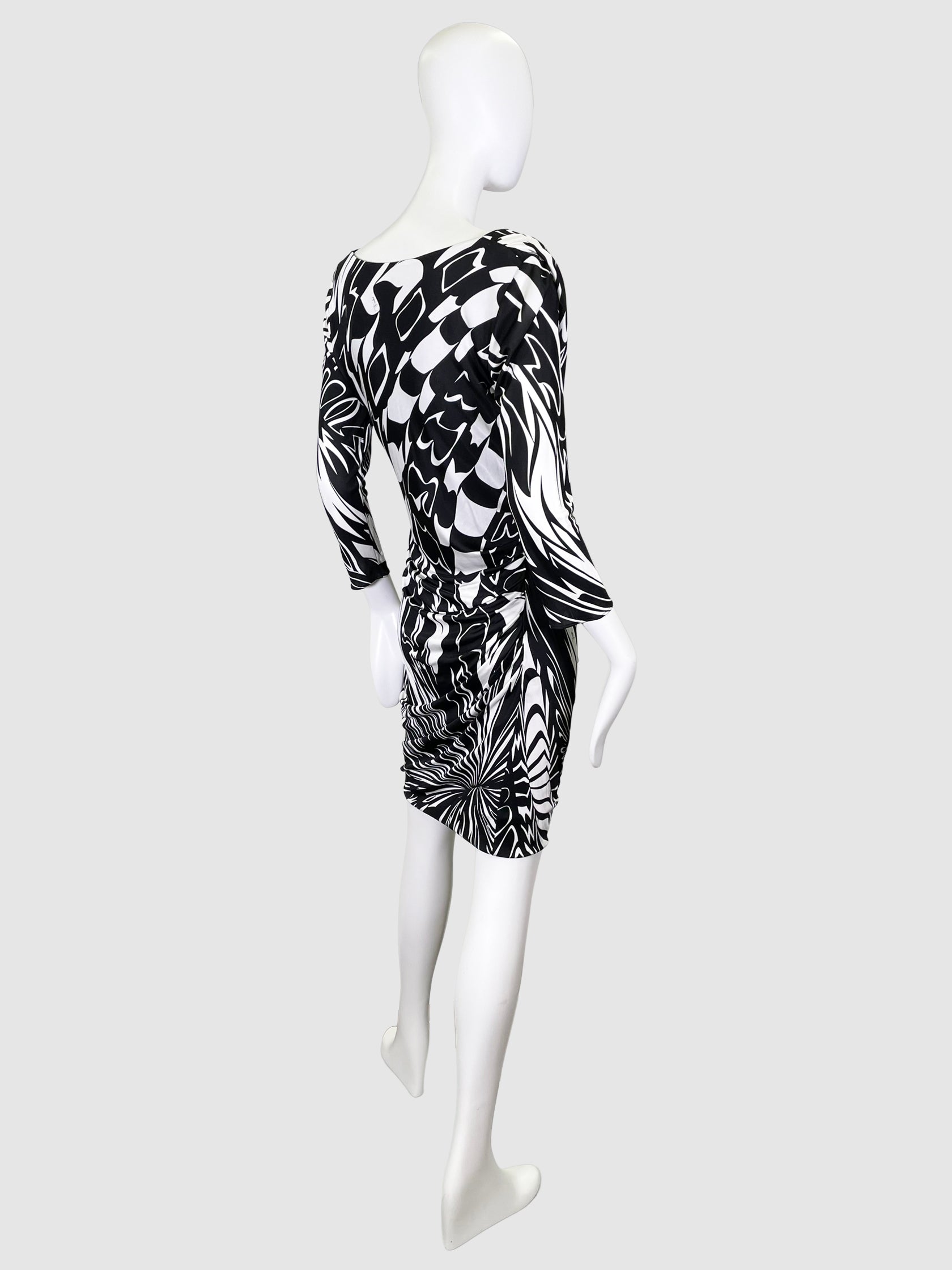 Emilio Pucci Black & White Print Long Sleeves Dress - Size 10