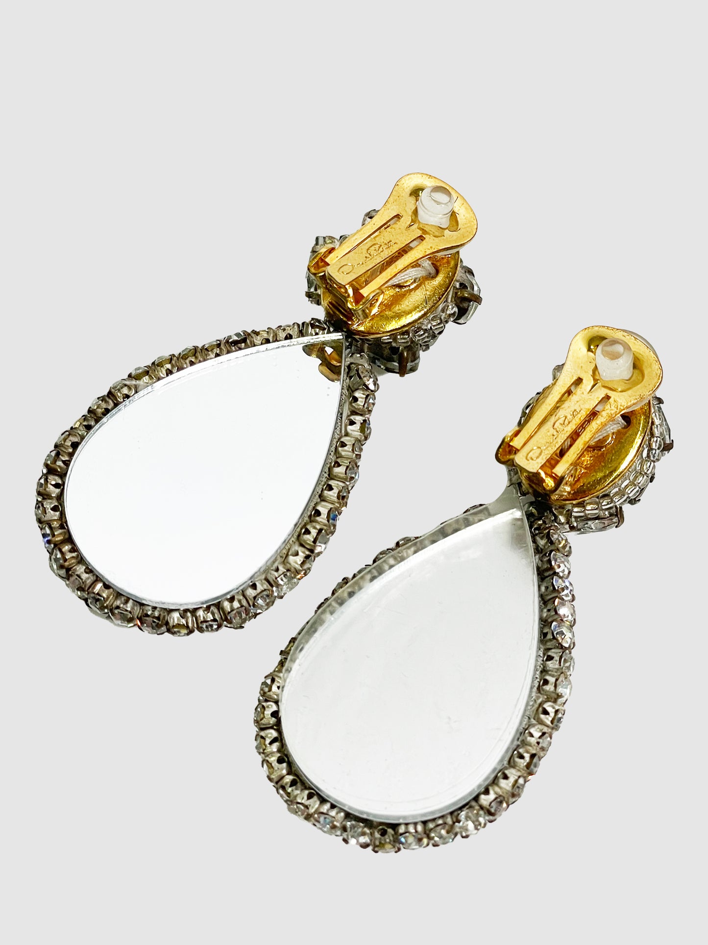 Oscar de la Renta Large Crystal Drop Earrings