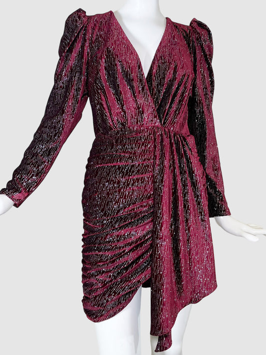 Lavish Alice Sparkling Burgundy Velvet Dress - Size 6