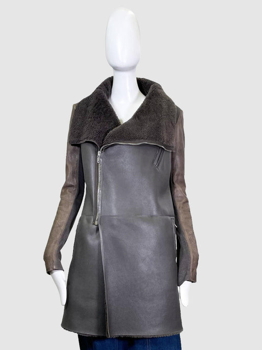 Rick Owens Shearling Jacket - Size 10 - Second Nature Boutique