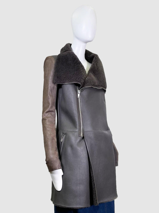 Rick Owens Shearling Jacket - Size 10 - Second Nature Boutique