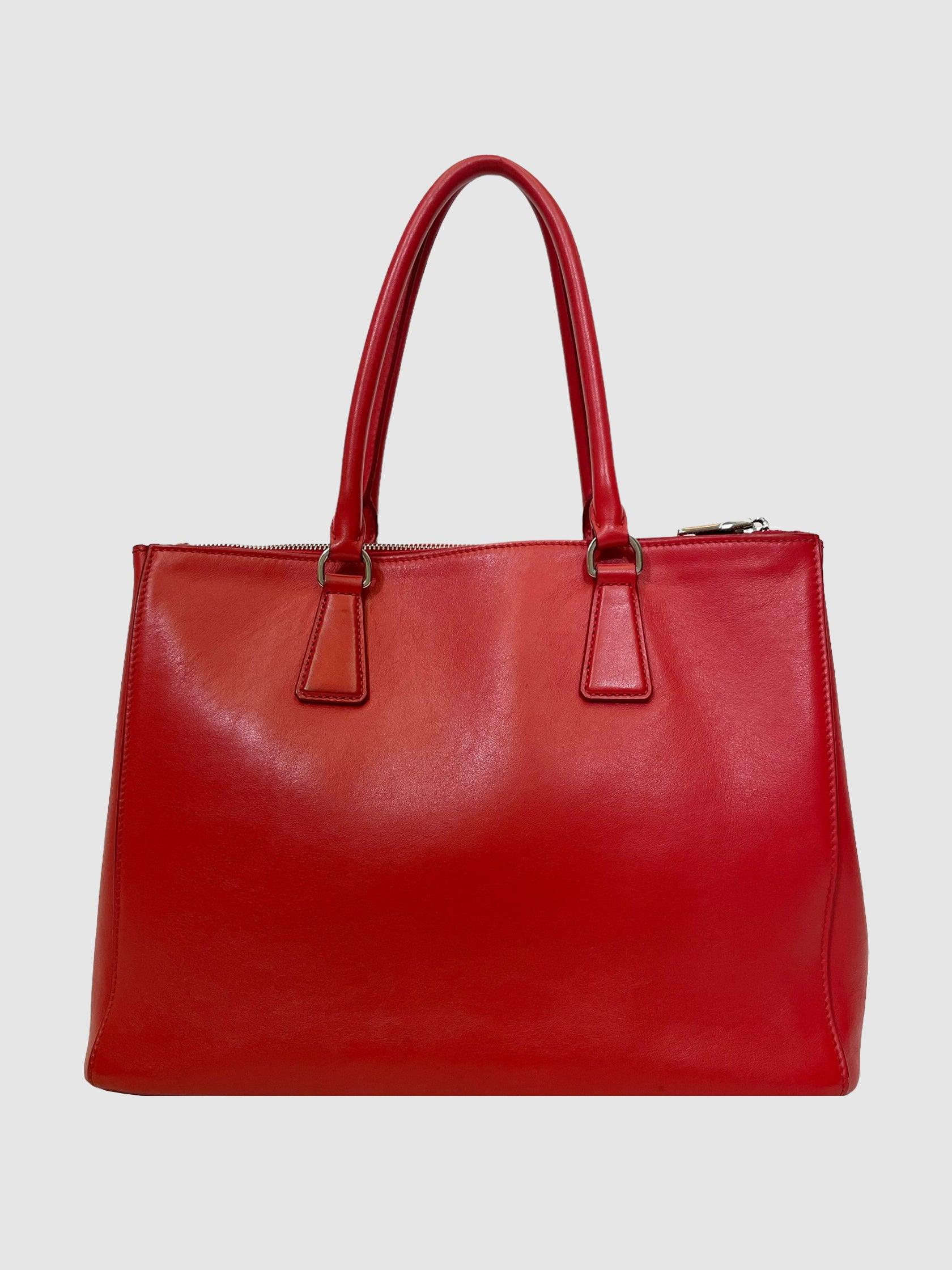 Prada Red Lux Large Double Zip Galleria Tote - Second Nature Boutique