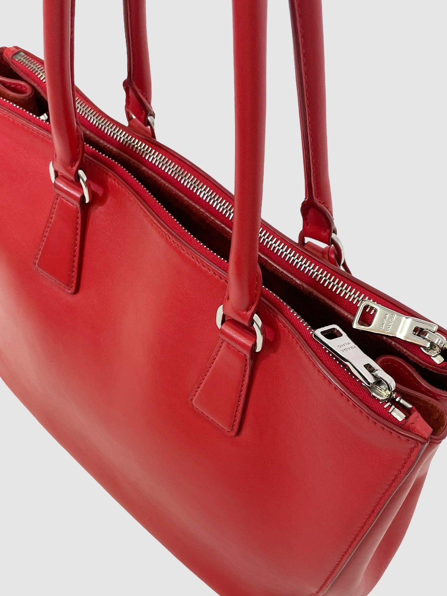 Prada Red Lux Large Double Zip Galleria Tote - Second Nature Boutique