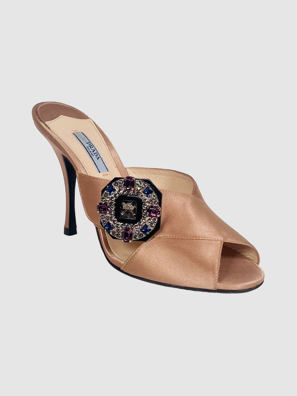 Prada Satin Crystal Embellishment Slides - Size 39