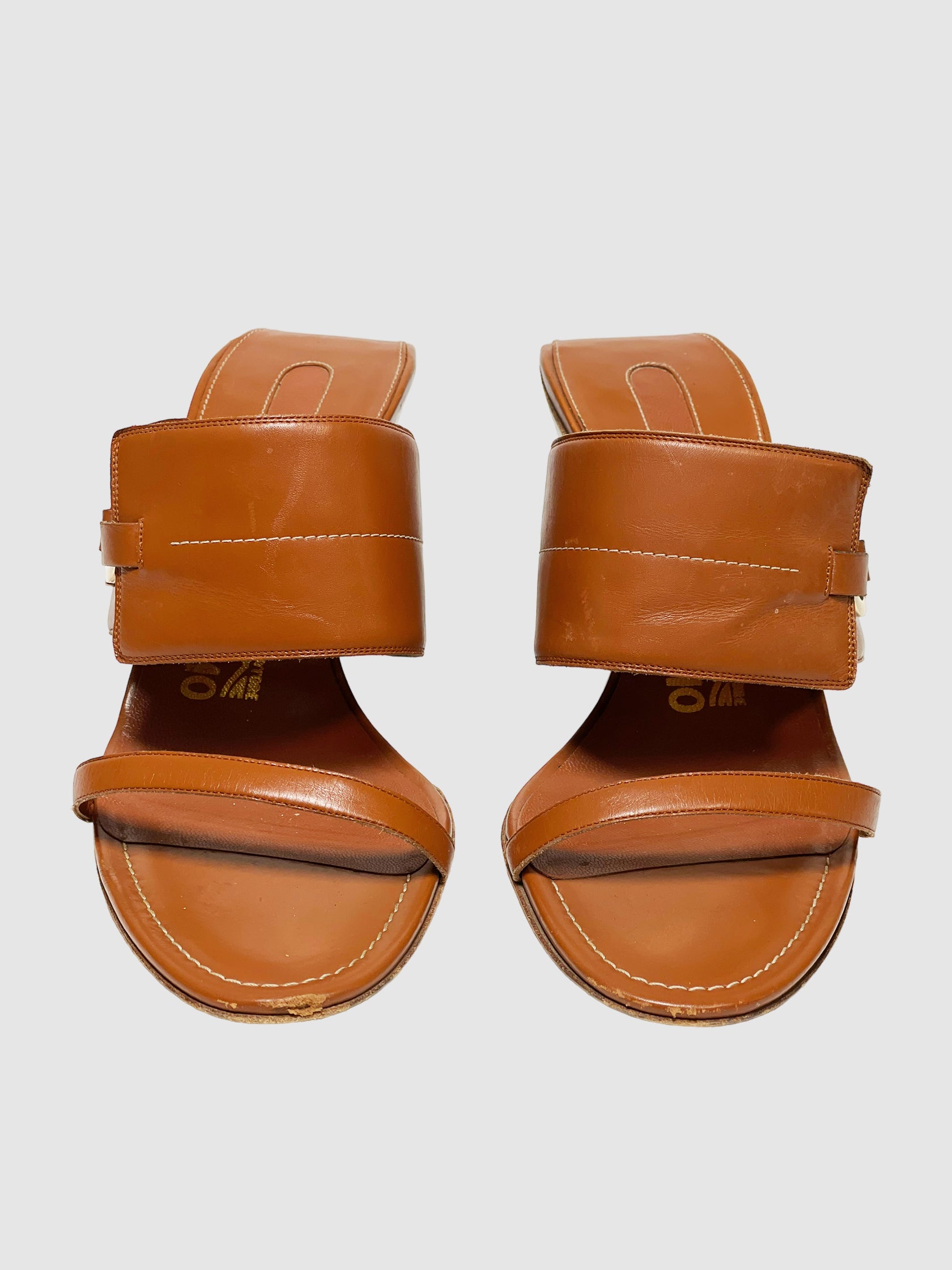 Salvatore Ferragamo Leather Slides - Size 9