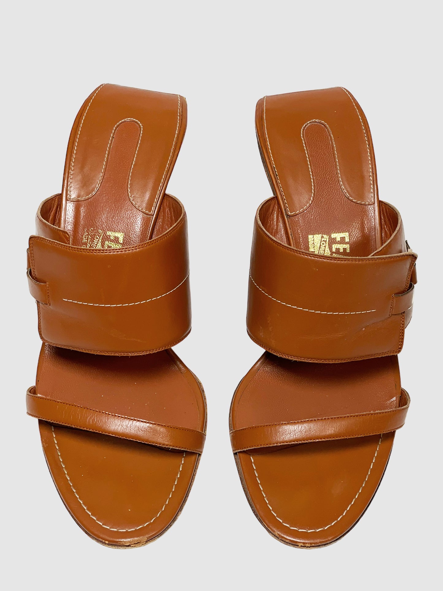 Salvatore Ferragamo Leather Slides - Size 9