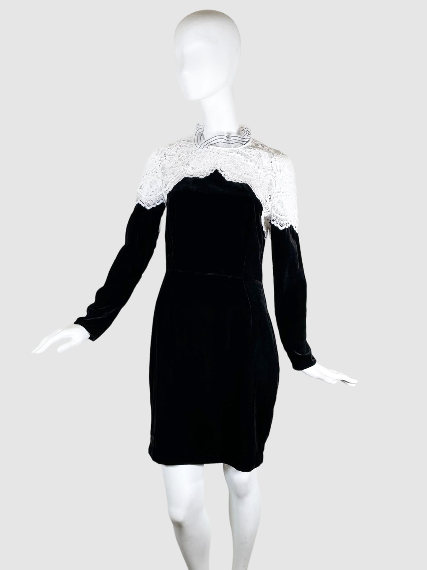 Sandro Black Velvet Lace Dress - Size S