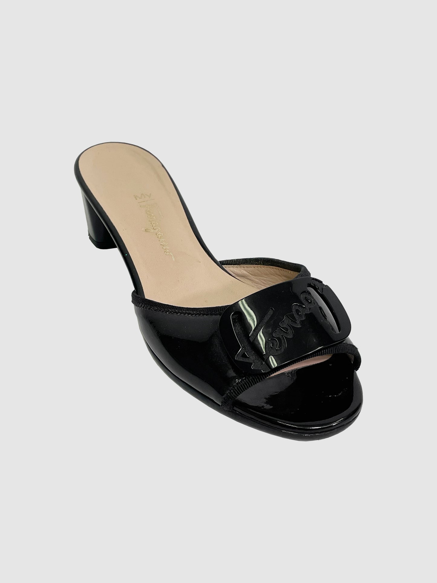 Salvatore Ferragamo Patent Slip On Heels - Size 7.5