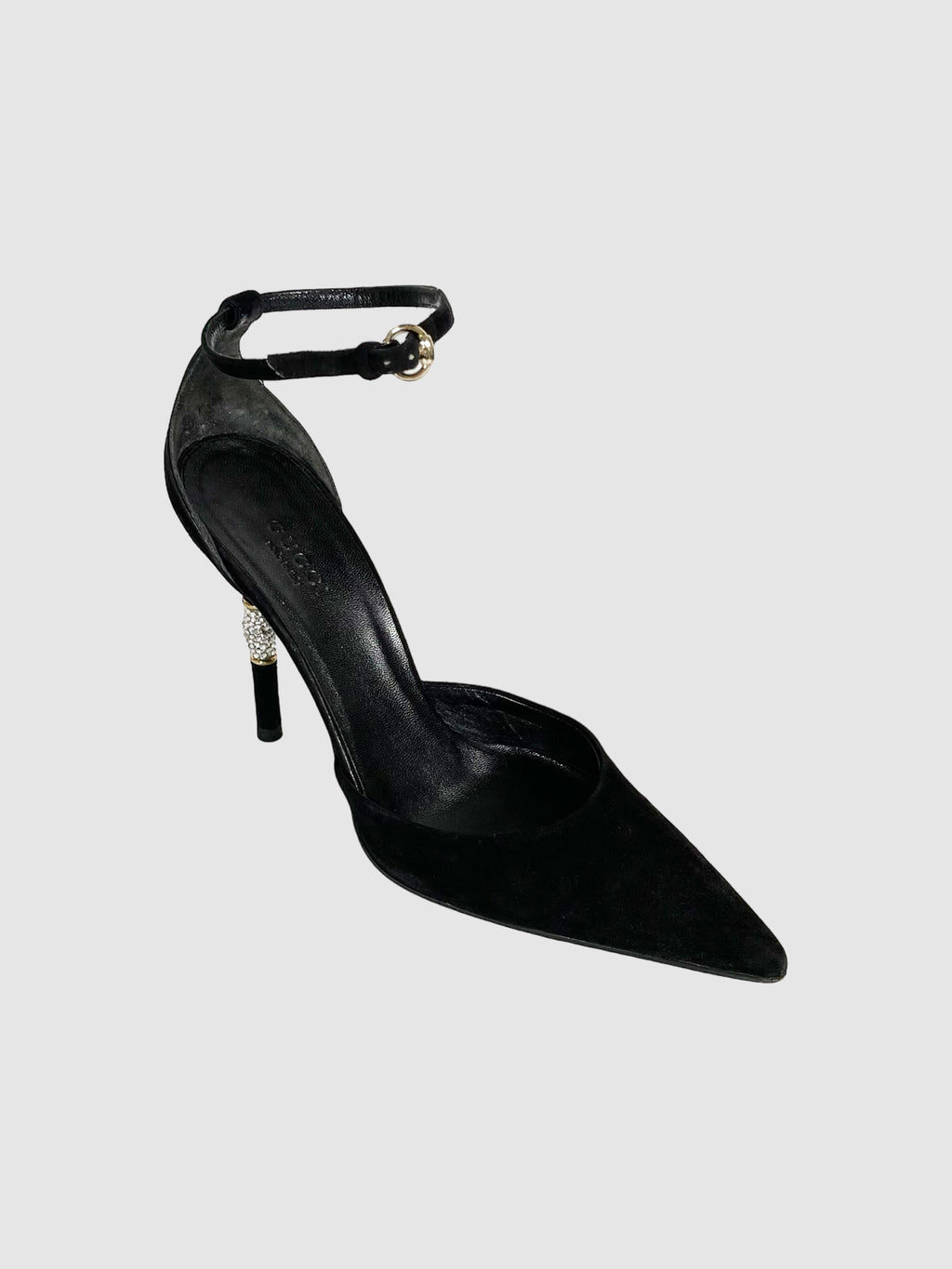 Embellished Heel Suede Slingback Pumps - Size 38