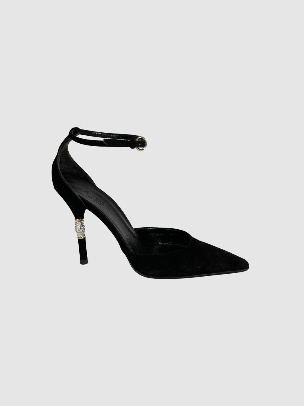 Embellished Heel Suede Slingback Pumps - Size 38