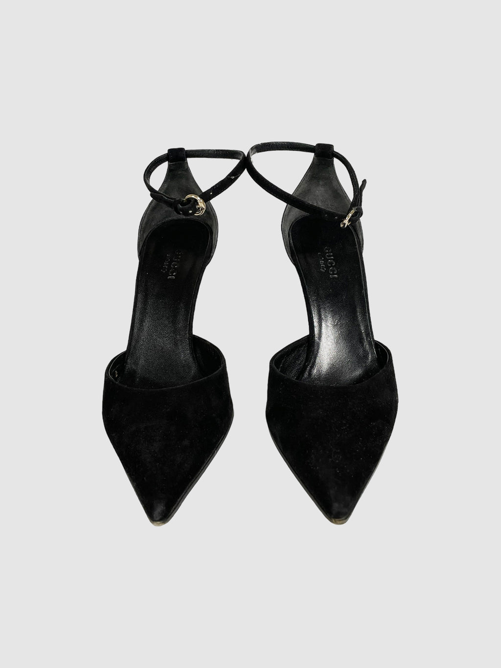 Embellished Heel Suede Slingback Pumps - Size 38