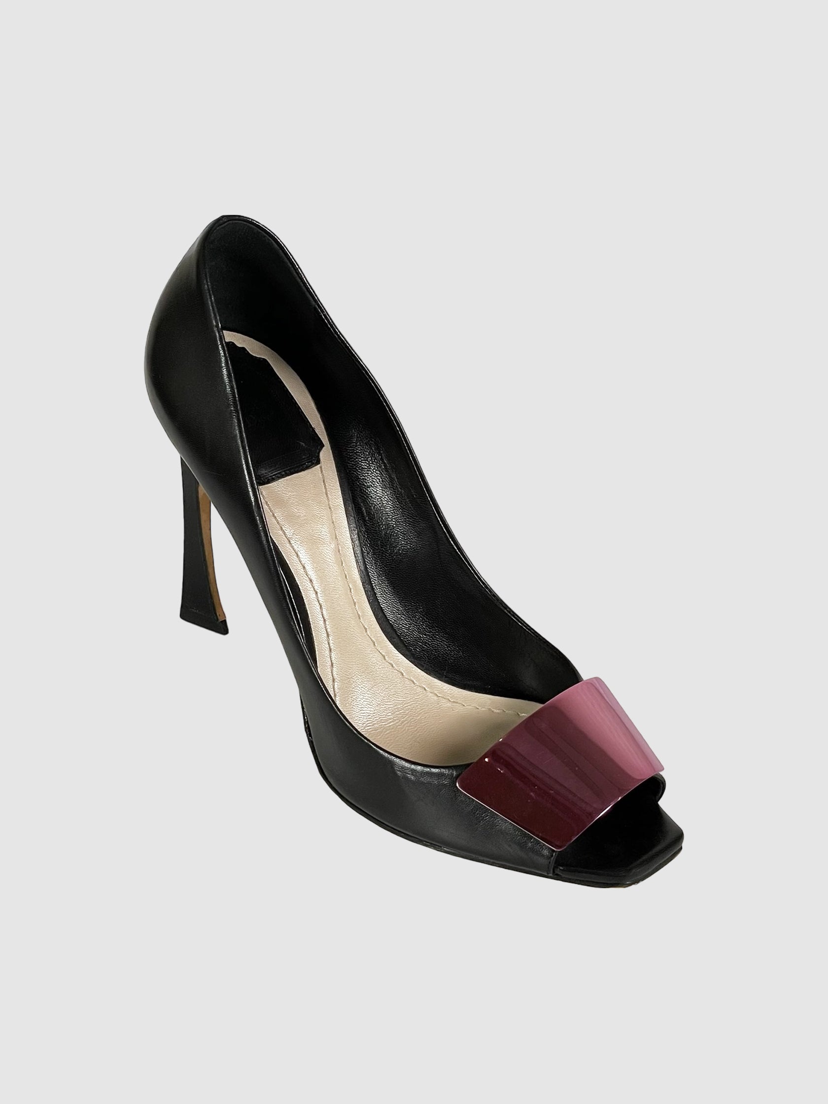 Christian Dior Plaque Peep Toe Pumps - Size 38