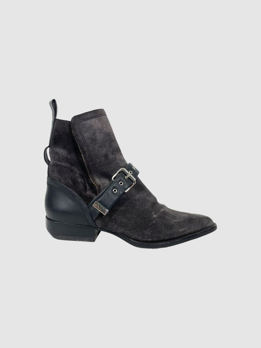 Suede Ankle Boots with Buckle - Size 40.5