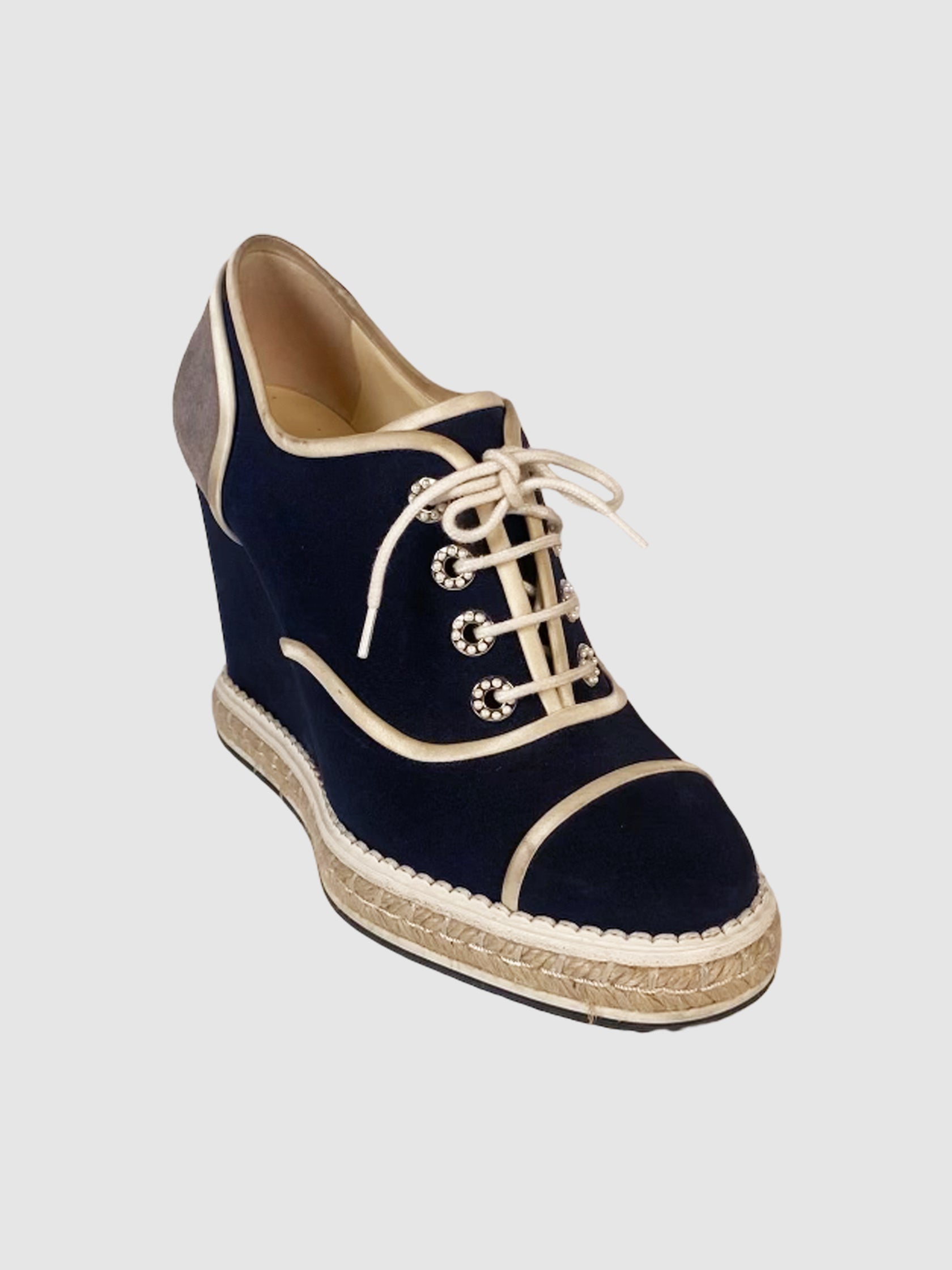 Interlocking CC Lace-Up Boot Wedges - Size 39.5