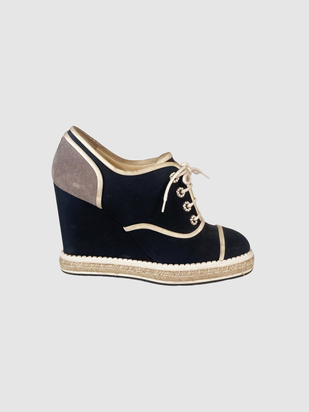 Interlocking CC Lace-Up Boot Wedges - Size 39.5