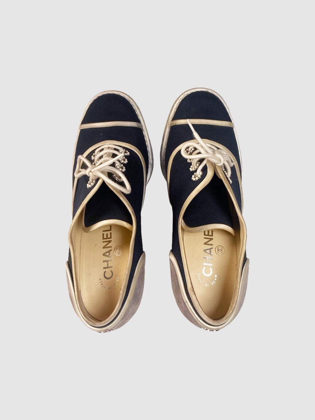 Interlocking CC Lace-Up Boot Wedges - Size 39.5