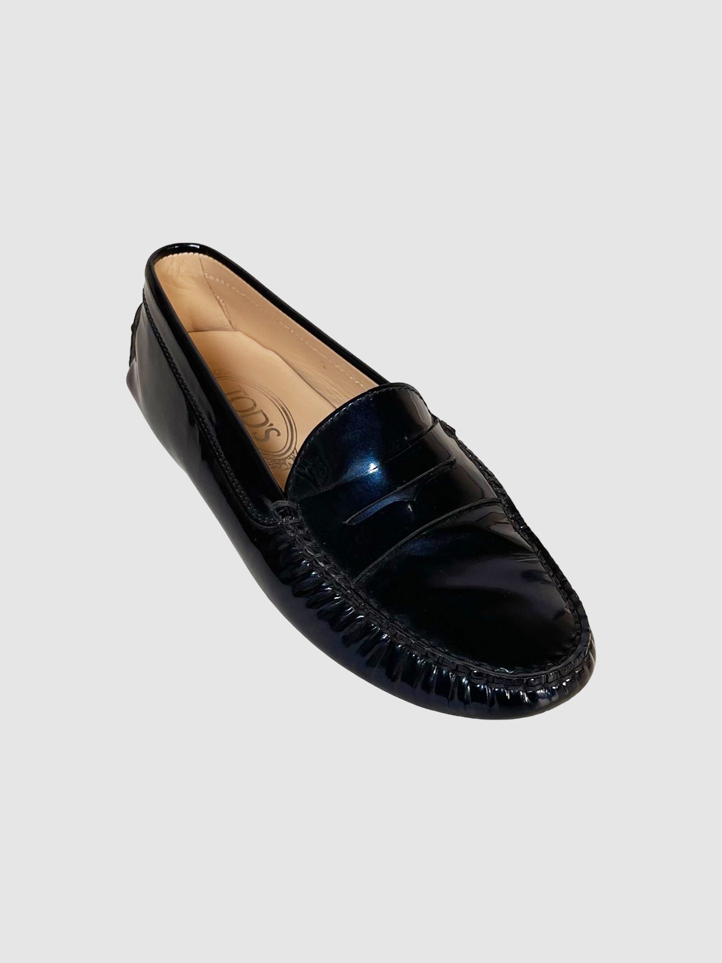 Tod's Metallic Patent Loafers - Size 7