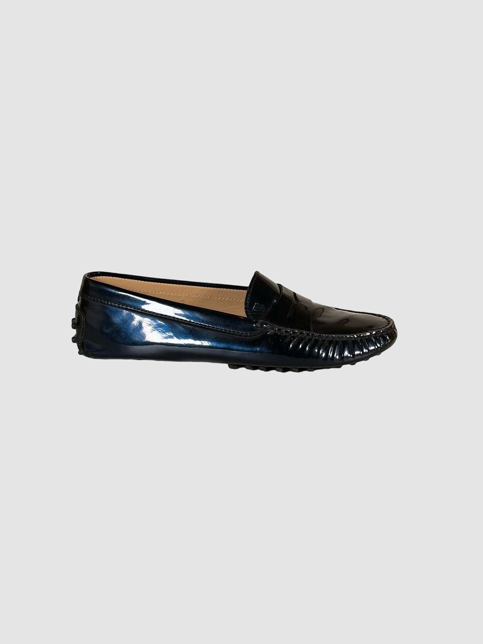 Tod's Metallic Patent Loafers - Size 7