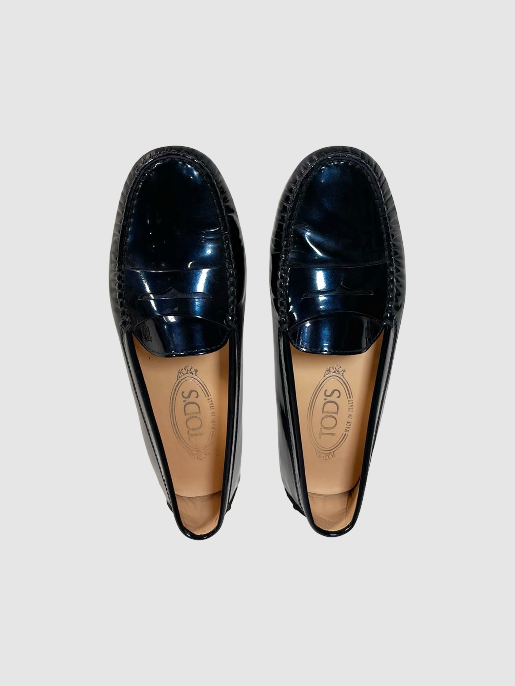 Tod's Metallic Patent Loafers - Size 7