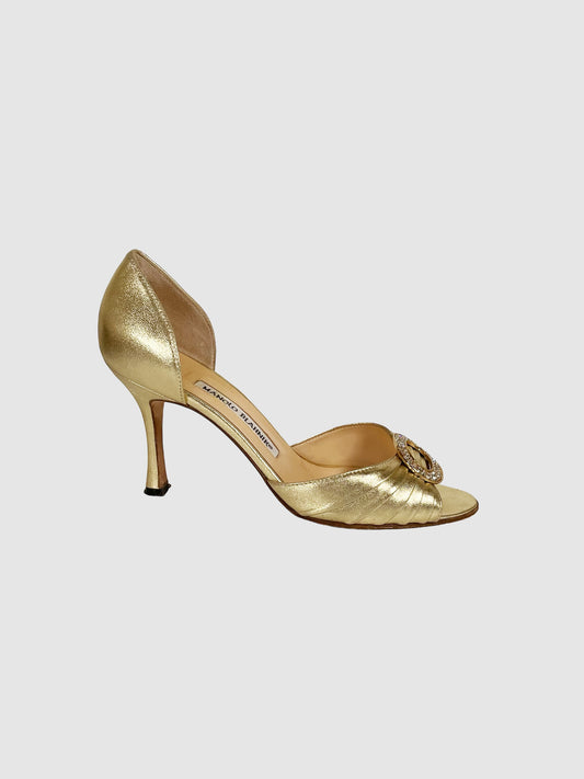 Manolo Blahnik Golden D'Orsay Heels - Size 37.5