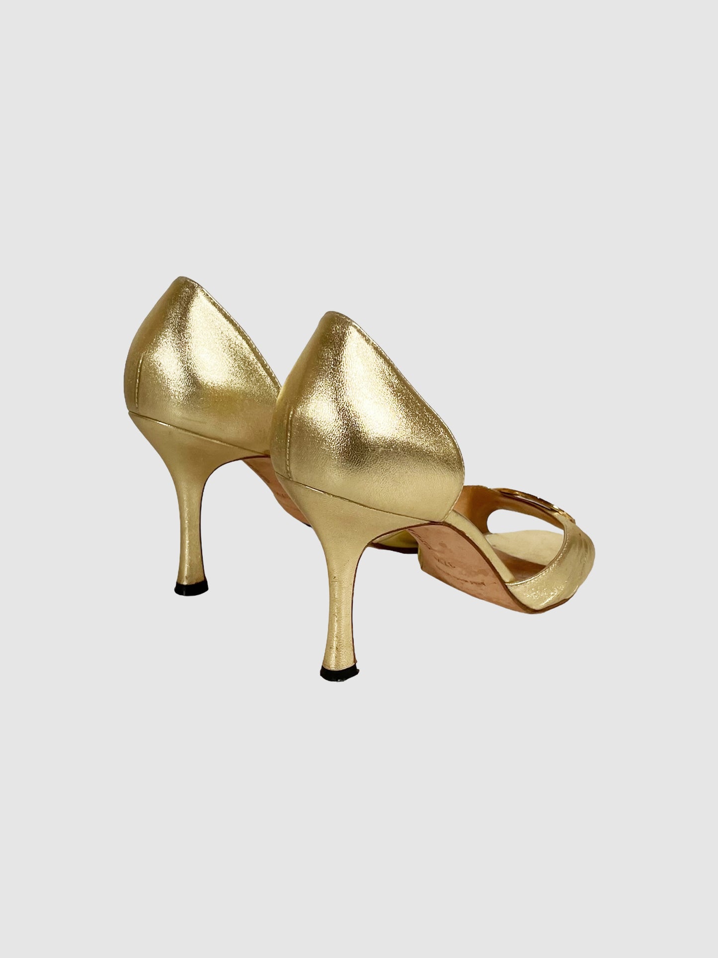 Manolo Blahnik Golden D'Orsay Heels - Size 37.5