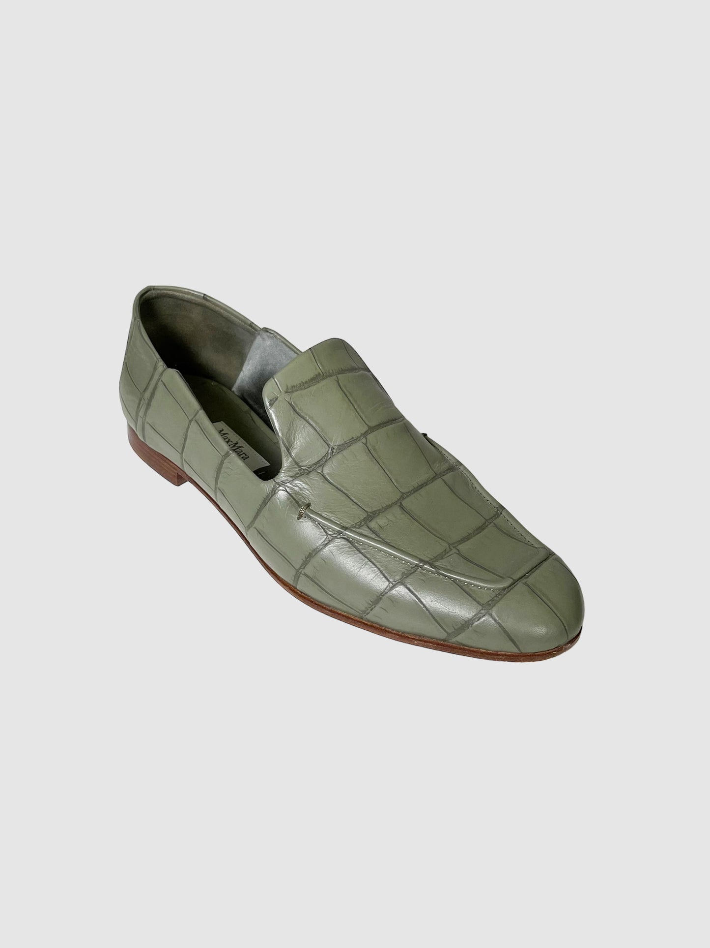 Max Mara Croc Embossed Loafers - Size 36