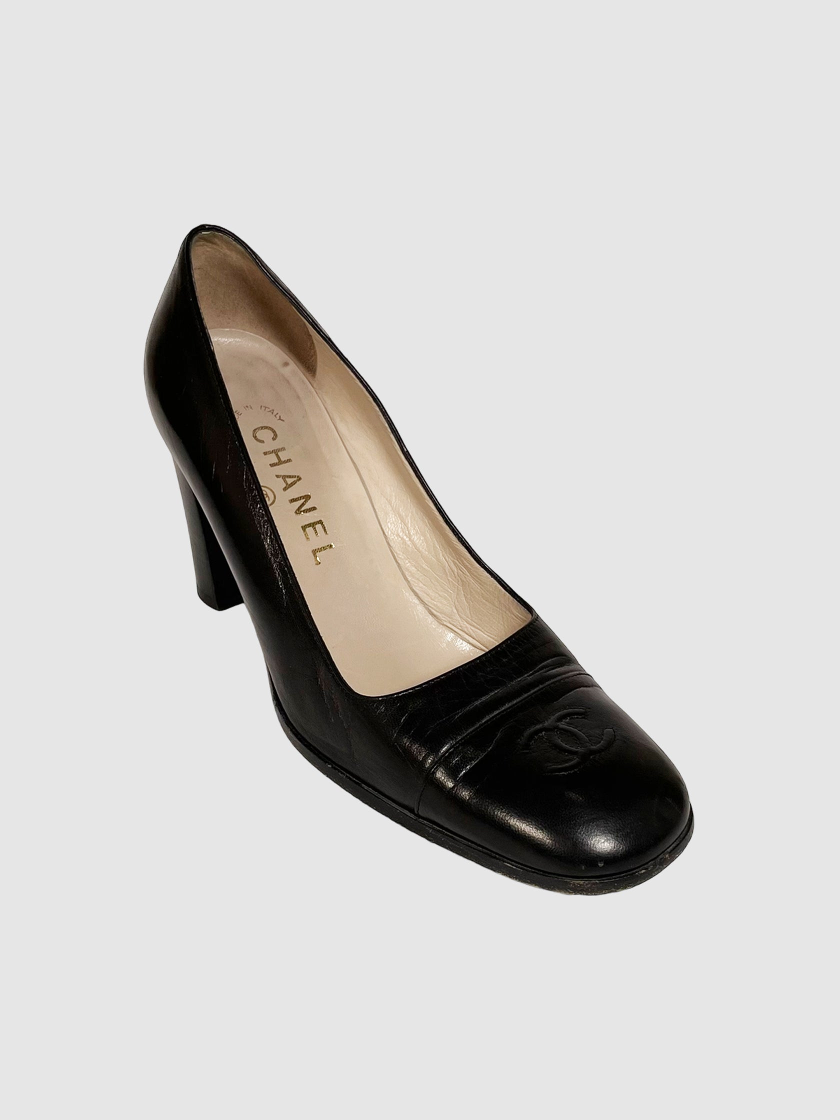 CC Leather Square Toe Pumps - Size 37.5