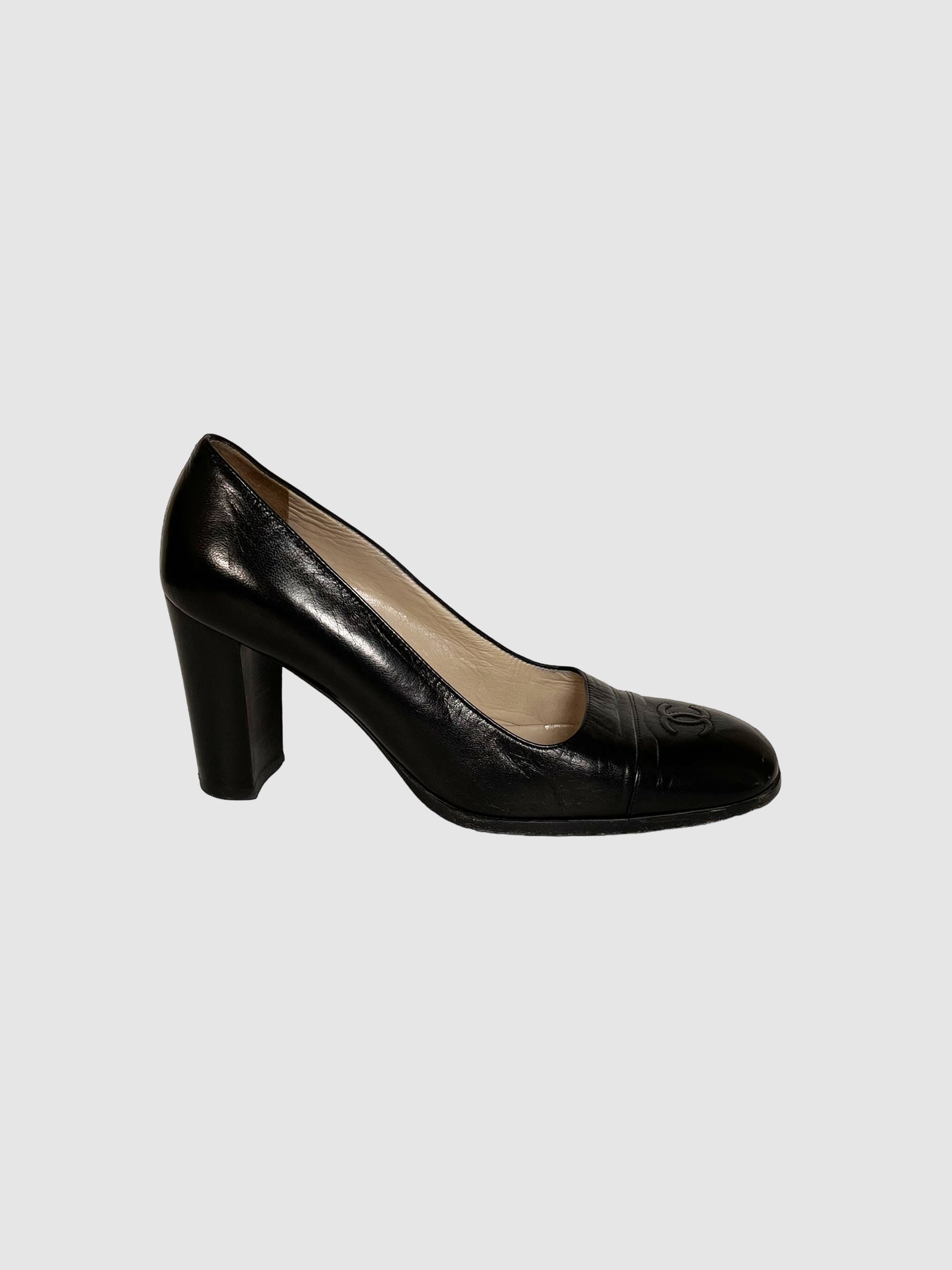 CC Leather Square Toe Pumps - Size 37.5