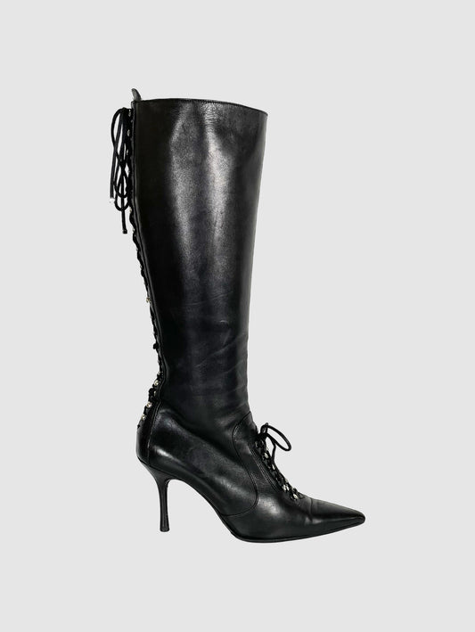 Dolce & Gabbana Lace-Up Stiletto Boots - Size 38