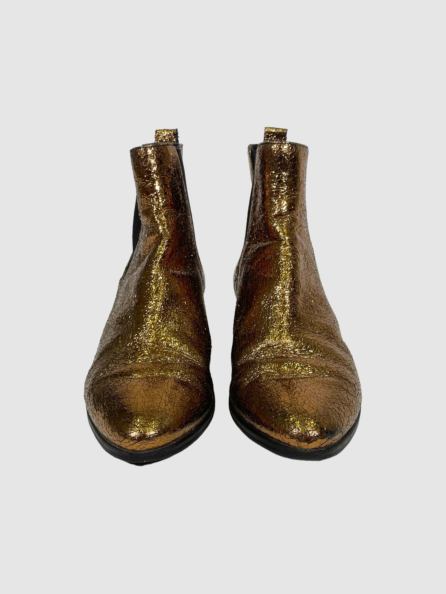 Schutz Metallic Chelsea Boots - Size 7.5