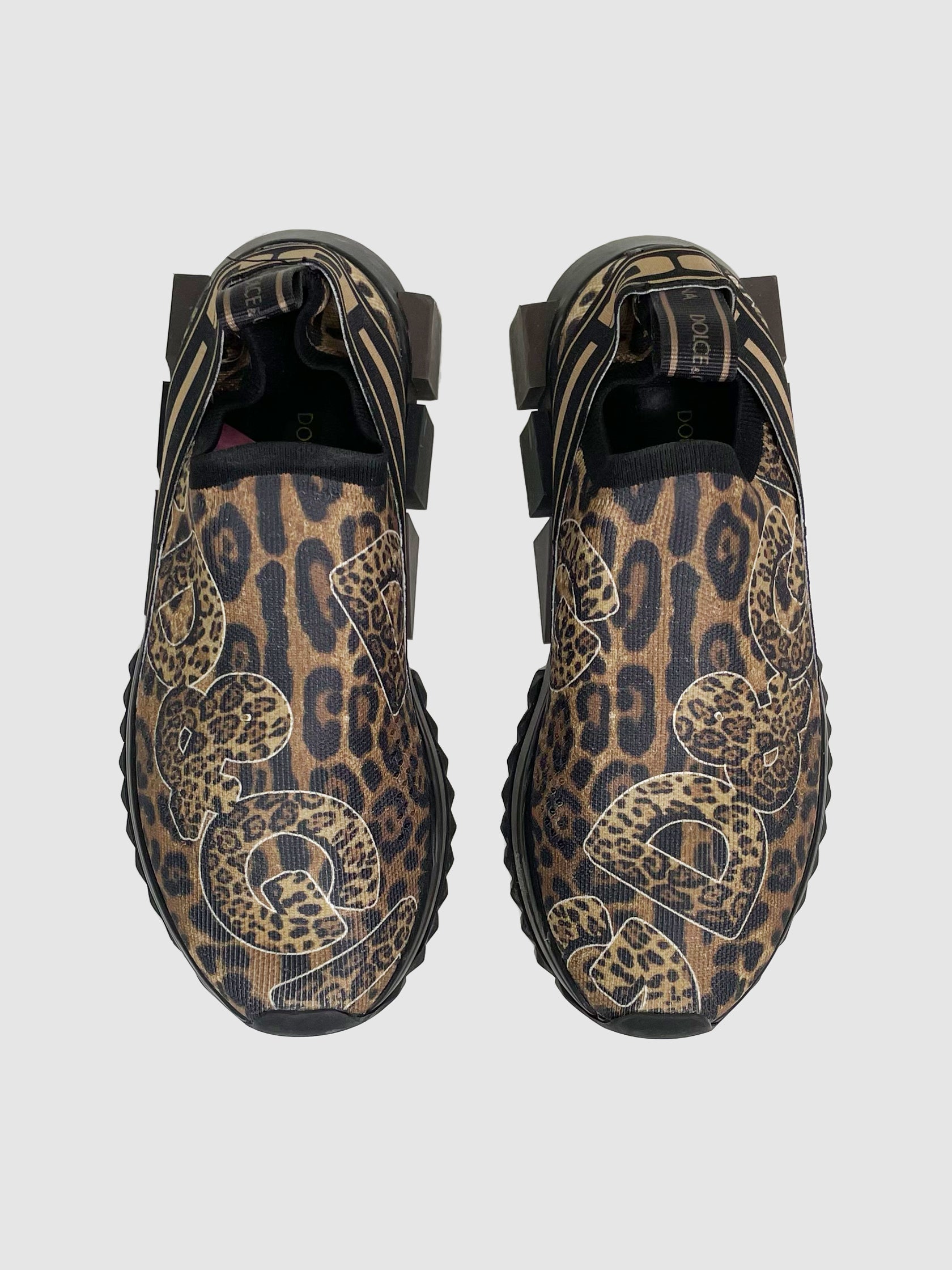 Dolce & Gabbana Leopard Print Slip-On Sneakers - Size 37