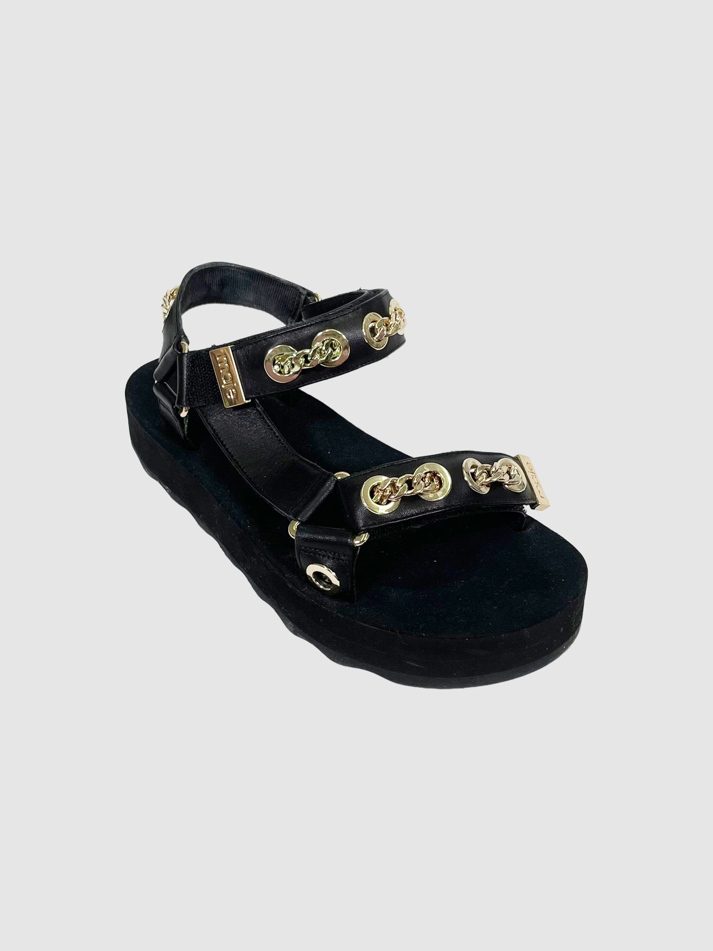 Maje Leather Chain Accents Sandals - Size 38