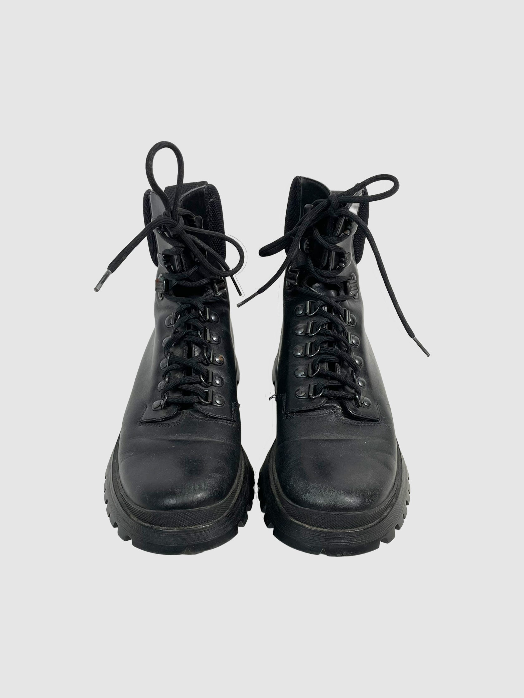 Leather Combat Boots - Size 37.5