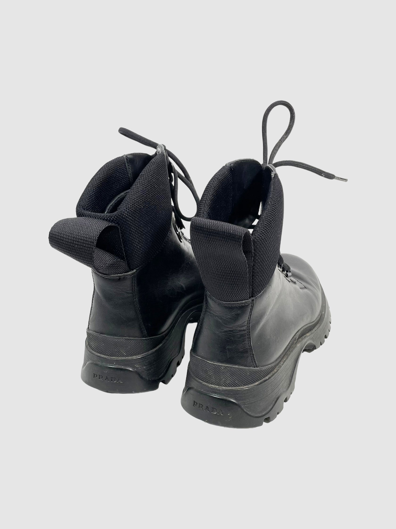 Leather Combat Boots - Size 37.5