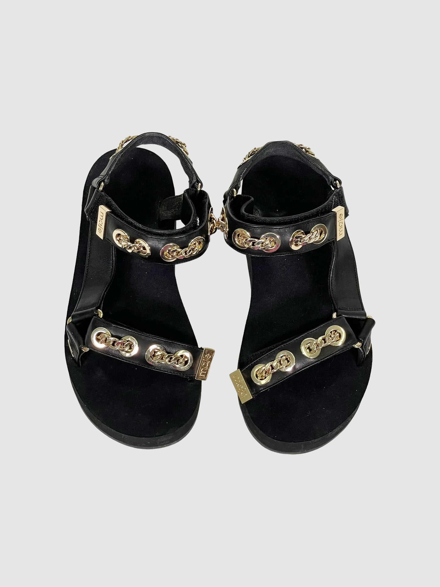 Maje Leather Chain Accents Sandals - Size 38