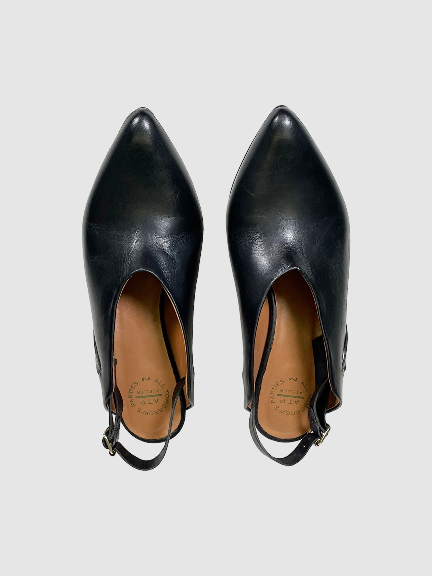 Leather Slingback Mules - Size 36